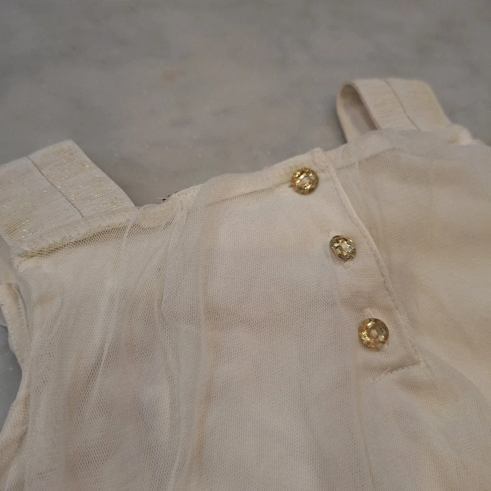 Catherine Malandrino Party Dress Toddler 24M Gold Tulle Floral Special Event